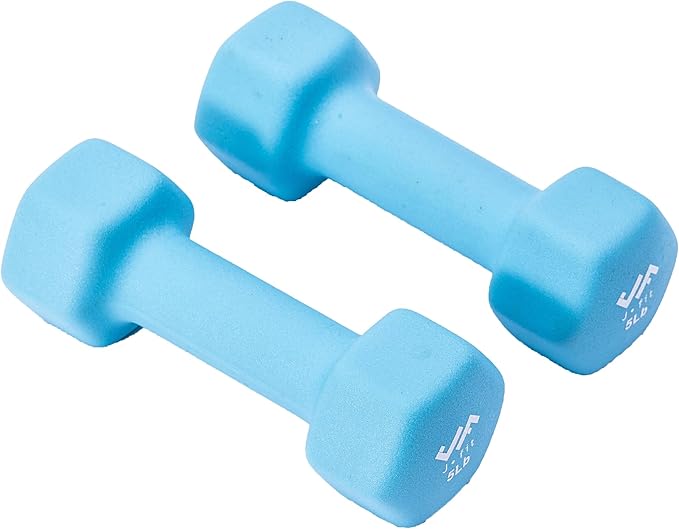 JFIT Dumbbell Pairs or Sets – Neoprene & Vinyl Coated Hand Weights for Home Gym, Strength Training