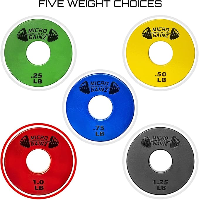Micro Gainz Standard 1-Inch Center Hole Fractional 2 Pcs Color Weight Plates, Choose (.25LB-1LB)
