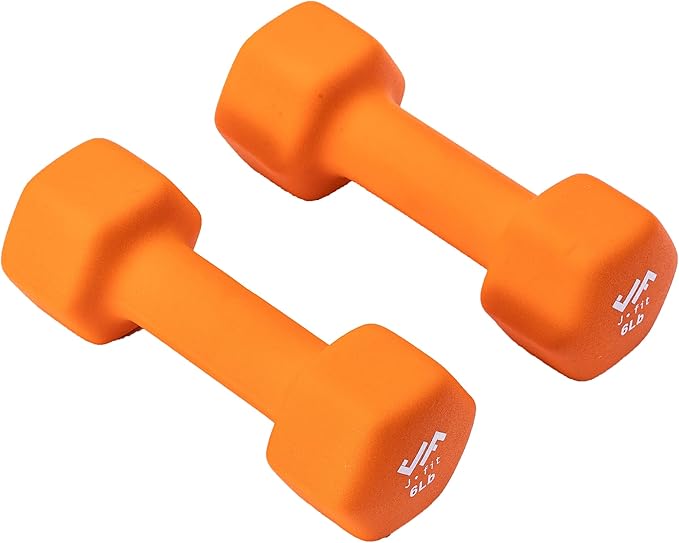JFIT Dumbbell Pairs or Sets – Neoprene & Vinyl Coated Hand Weights for Home Gym, Strength Training