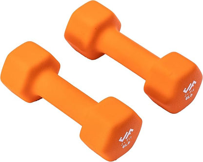 JFIT Dumbbell Pairs or Sets – Neoprene & Vinyl Coated Hand Weights for Home Gym, Strength Training