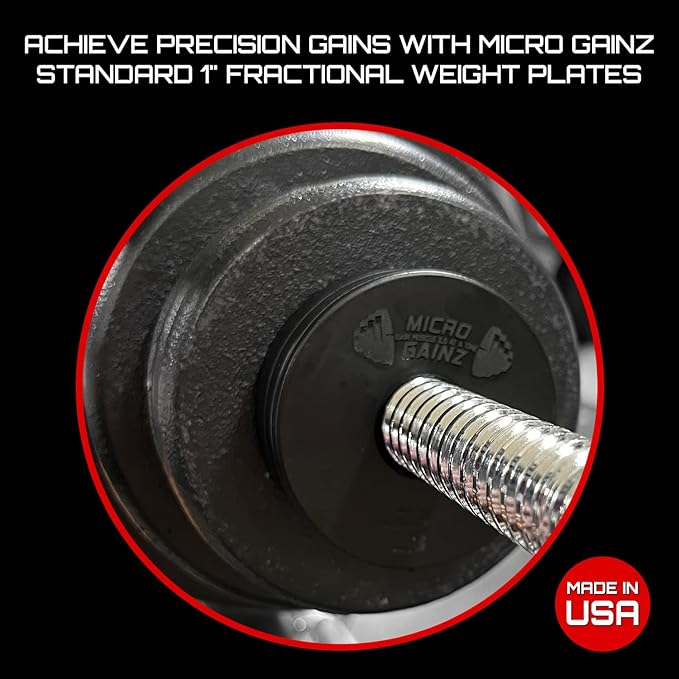 Micro Gainz Standard 1-Inch Center Hole Fractional 2 Pcs Color Weight Plates, Choose (.25LB-1LB)