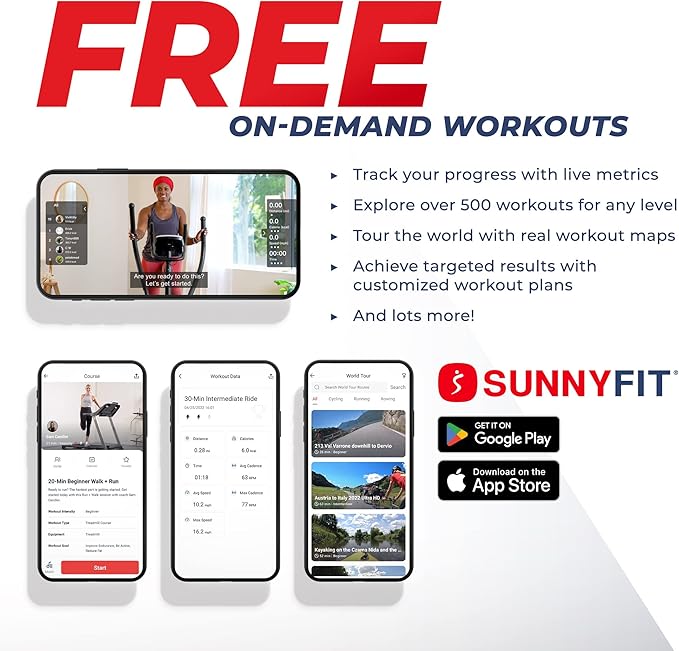 Sunny Health & Fitness Full Body Workout Elliptical Trainer with Digital Performance Monitor, Low
