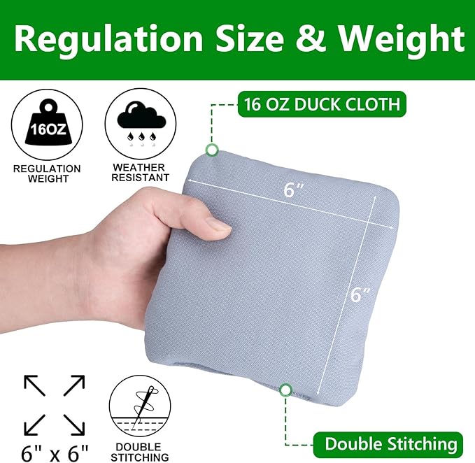 EunHo Cornhole Bags Set of 8 Regulation Size & Weight Corn Hole Bean Bags Official Professional All