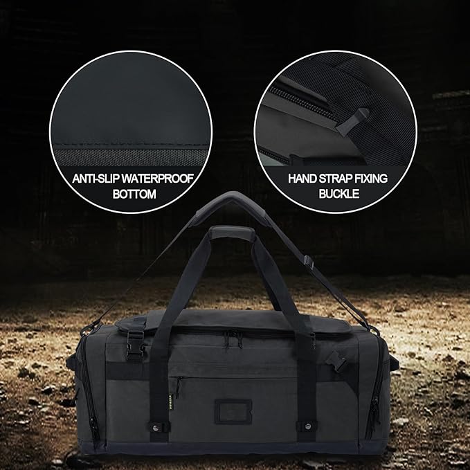 Large Duffle Bag for Travel - Men & Women, Foldable Gym Duffle Backpack, Heavy Duty Tactical