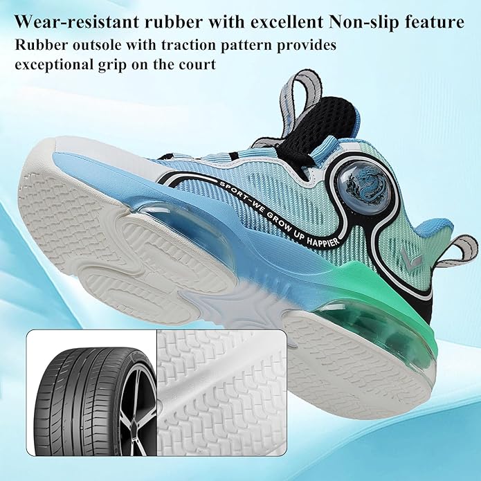 VITUOFLY Kids Basketball Shoes Boys Air Cushion Sneakers Girls Mid Top School Hoops Shoes Non-Slip