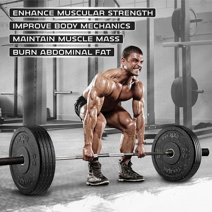Yes4All 2" Bumper Plate, 10-190 LB Olympic Rubber Weight Plate with Steel Hub for WeightLifting