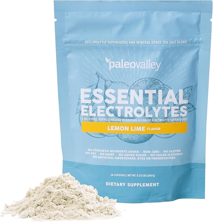 Paleovalley Essential Electrolytes Powder - Full Spectrum Lemon Lime Electrolyte Powder for