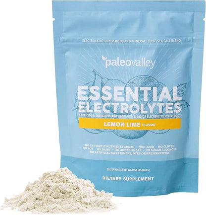Paleovalley Essential Electrolytes Powder - Full Spectrum Lemon Lime Electrolyte Powder for