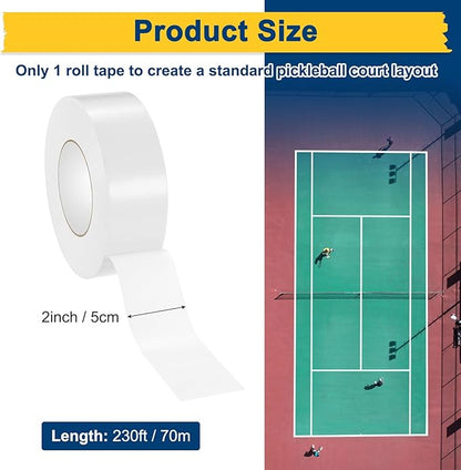 Pickleball Court Tape, Outdoor Pickleball Lines, No Residue Court Marking Kit for
