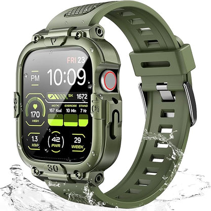 Dsytom Waterproof Case with Band Compatible for Apple Watch Band 46mm 45mm 44mm 42mm(S11/10) 41mm