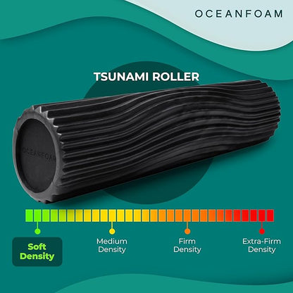 Oceanfoam Tsunami Roller (Black & Charcoal Marbled) - Soft, Textured Foam Roller for Physical