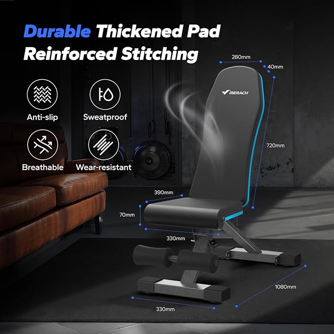 MERACH Weight Bench, Foldable Weight Benches for Home Gym with 990 LBS, Adjustable Weight Bench