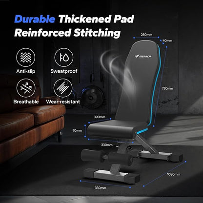MERACH Weight Bench, Foldable Weight Benches for Home Gym with 990 LBS, Adjustable Weight Bench