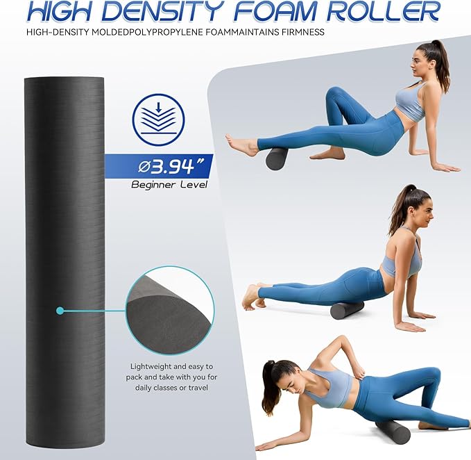 Foam Roller High Density Foam Roller Set for Deep Tissue Muscle Massage, 18" Trigger Point Fitness