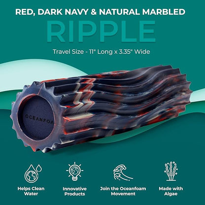 Oceanfoam Ripple Travel Foam Roller (11" x 3.35") Firm Mini Foam Roller for Physical Therapy, Deep