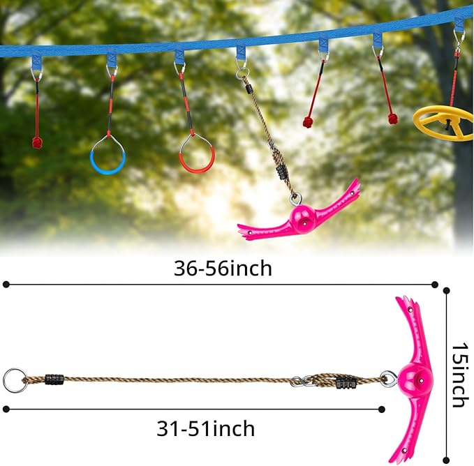 Ninja-Twister Swing Spins Set: Slackline Attachments - 360° Handle Twist-Spin Flips Toy Activate