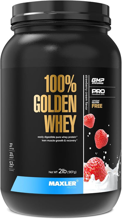 Maxler 100% Golden Whey Protein - 23g of Protein per Serving - Premium Whey Protein Powder for Pre