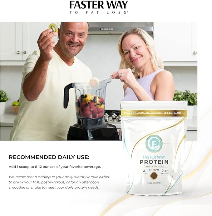 Faster Way - Protein Powder - Hydrolyzed Grass Fed Beef - 20g of Protein Per Serving - Muscle