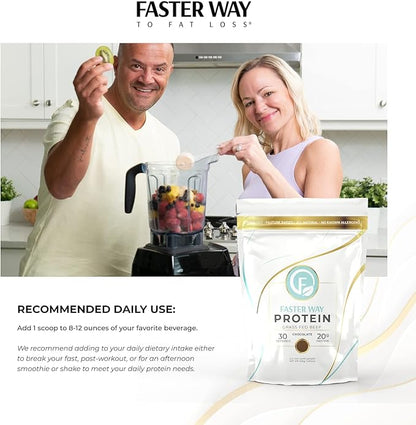 Faster Way - Protein Powder - Hydrolyzed Grass Fed Beef - 20g of Protein Per Serving - Muscle