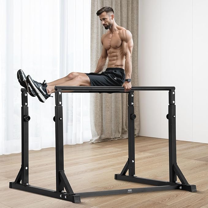 VEVOR Dip Bar, 800 lbs Capacity, Heave Duty Dip Stand Station with Adjustable Height, Fitness