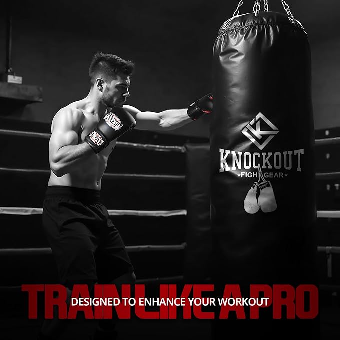 Knockout Gel Boxing Gloves for Men Women - Pro Training Sparring, Maya Hide Leather Muay Thai MMA