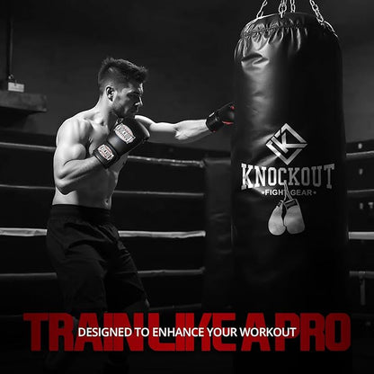 Knockout Gel Boxing Gloves for Men Women - Pro Training Sparring, Maya Hide Leather Muay Thai MMA