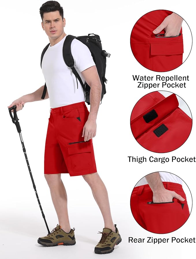 CRYSULLY Men's Hiking Cargo Shorts Outdoor Summer Lightweight Quick Dry Work Casual Shorts with 5