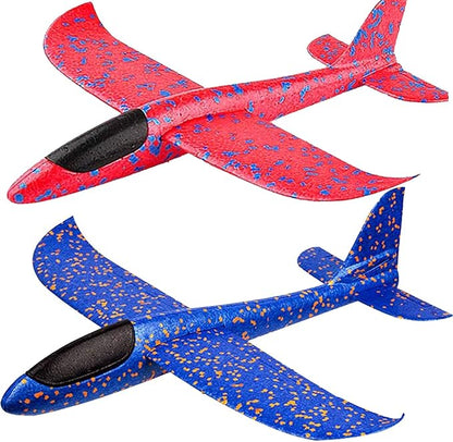 BooTaa 2 Pack Airplane Toys, 17.5" Large Throwing Foam Plane, 2 Flight Mode Glider, Flying Toy for