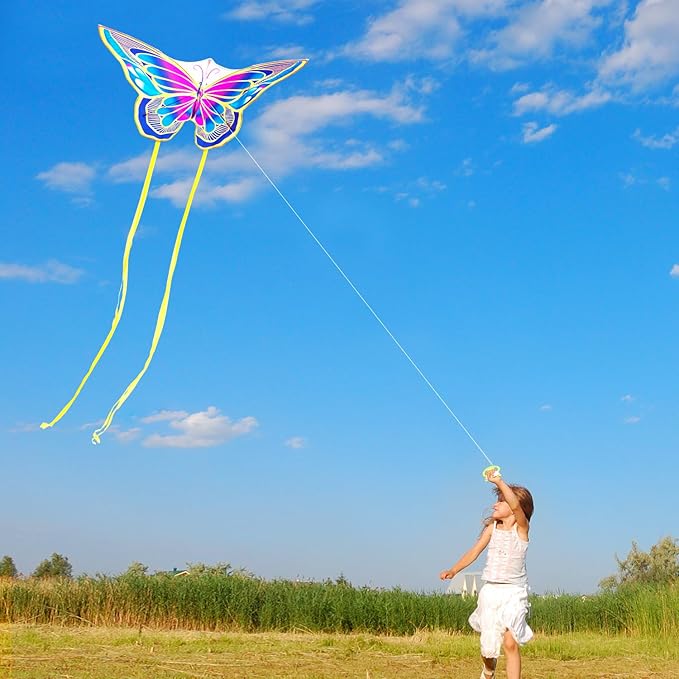 Xida Butterfly Kite for Kids & Adults, Easy to Fly, Ages 4-8, Large Kite with 300ft Handle, Perfect
