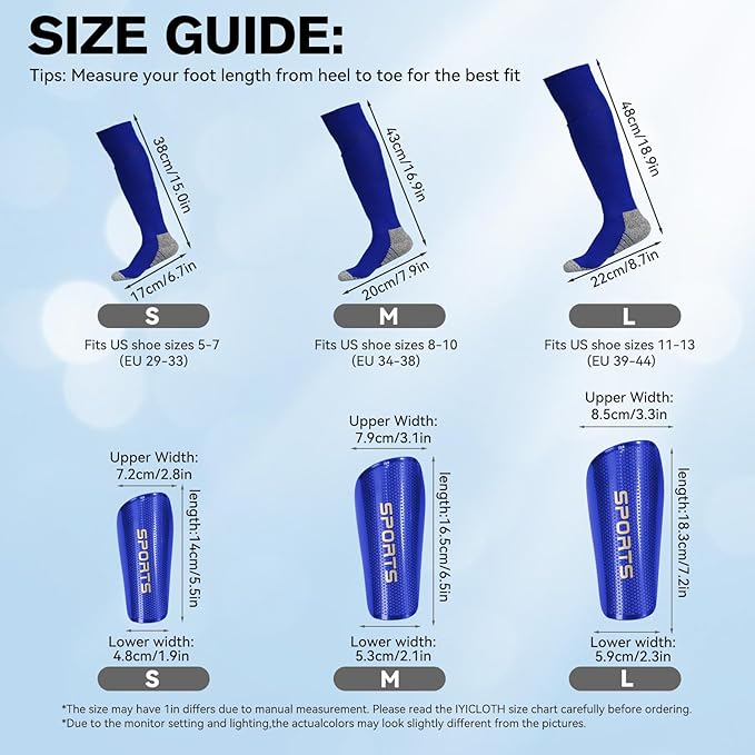 Youth Soccer Shin Guard Socks, Built-in Protective Pads, Kids Knee High Football Athletic Team