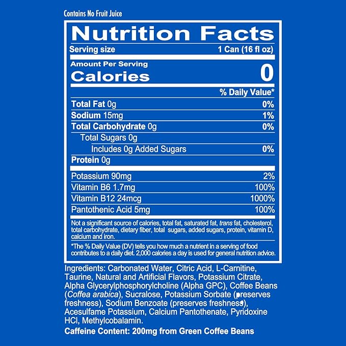 REDCON1 Energy High Performance Drink, Freedom Frost - Zero Sugar Energy Drink with Alpha GPC
