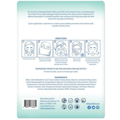 Ebanel 5 Pack Hydrogel Collagen Face Mask with Hyaluronic Acid, Vitamin C, Peptide, Aloe, Instant