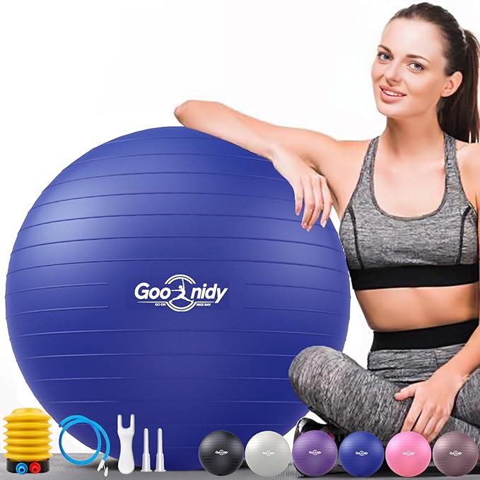 Soft Exercise ball, Anti-Burst Yoga Ball Chair Supports 2200lbs, Workout Equipment w/ Pump for