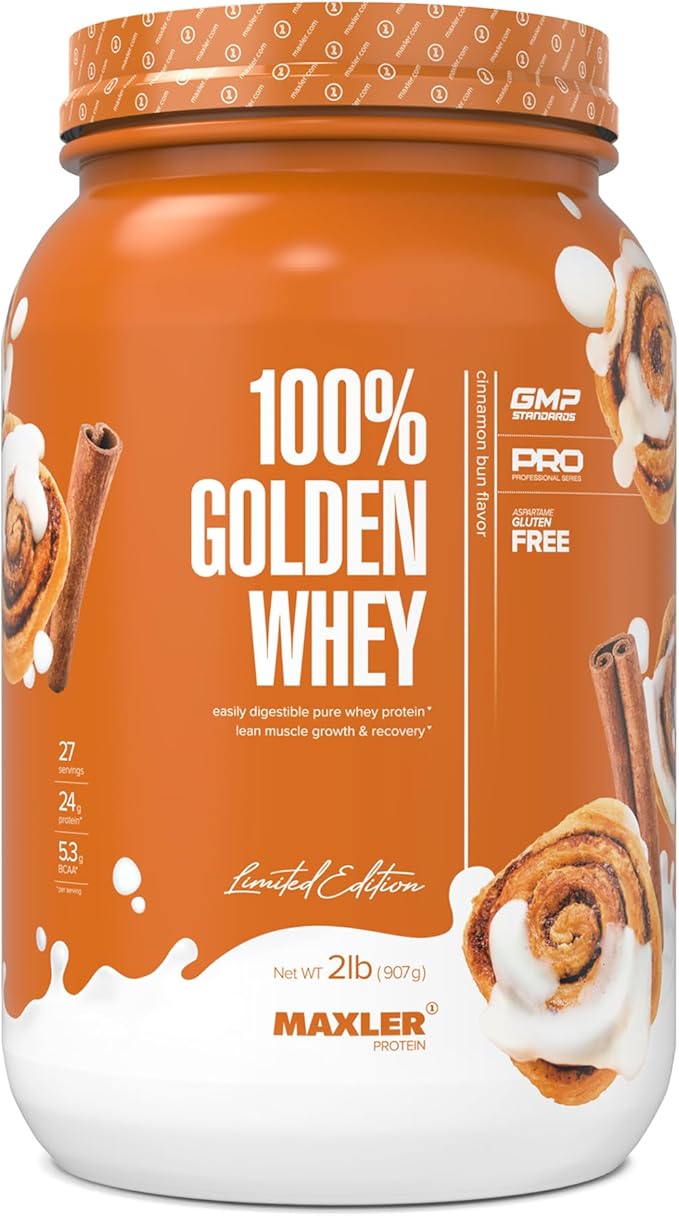 Maxler 100% Golden Whey Protein - 24g of Protein per Serving - Premium Whey Protein Powder for Pre