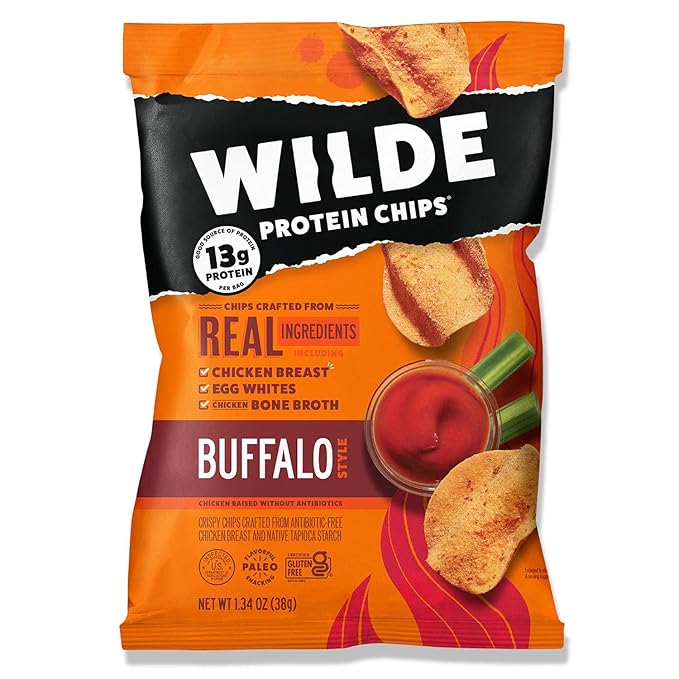 WILDE Buffalo Protein Chips, Thin and Crispy, High Protein, Keto Friendly, Made with Real