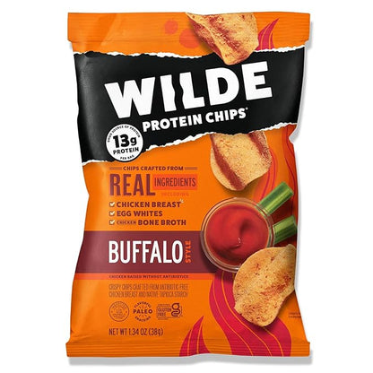 WILDE Buffalo Protein Chips, Thin and Crispy, High Protein, Keto Friendly, Made with Real