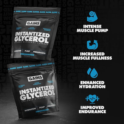 Gains in Bulk Instantized Glycerol Powder, Pre Workout Formula for Muscle Recovery, Pump and