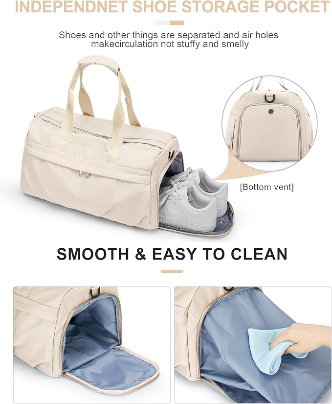 Gym Bag for Women Men, Sport Duffel Bag with Toiletry Bag & Shoe Compartment,Waterproof Travel