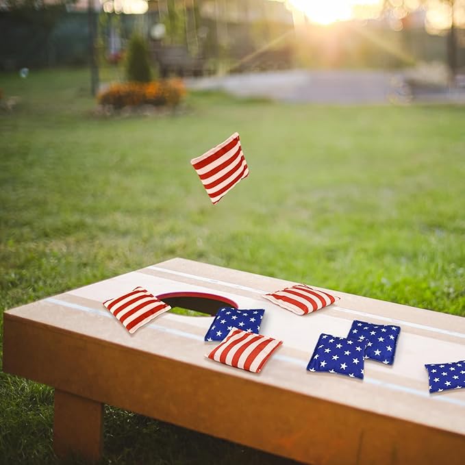 Set of 8 Regulation Cornhole Bags Double Sided, Weather Resistant Bean Bags for Cornhole Toss Game