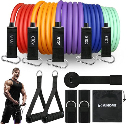Aihoye Resistance Bands for Working Out, Exercise Bands with Handles, Stretch Bands for Exercise