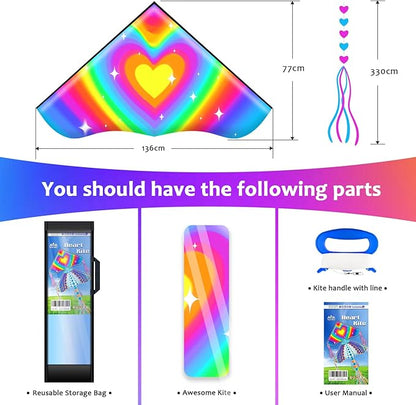 HONBO Large Delta Kite for Kids & Adults,Extremely Easy to Fly Kite for Beach Trip,String Line