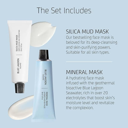 Blue Lagoon Signature Masks Travel Set, Includes Facial Mask Targeting Hydration, Calmness