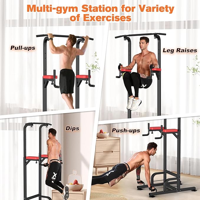 RELIFE REBUILD YOUR LIFE Power Tower Pull Up Bar Station Workout Dip Station for Home Gym Strength