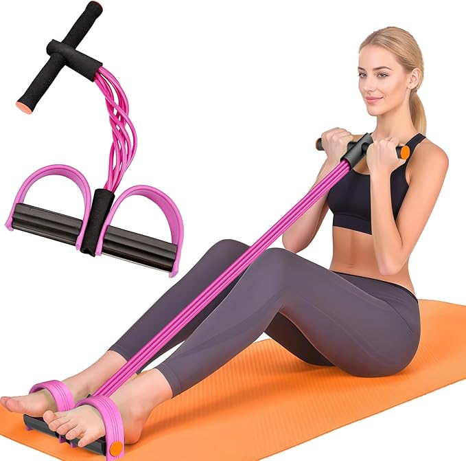 Resistance Bands with Handles, 6-Tubes Elastic Foot Pedal Resistance Bands, Natural Rubber Ankle
