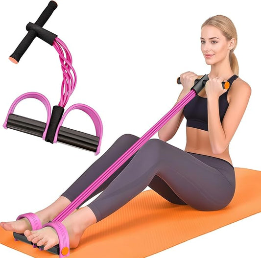 Resistance Bands with Handles, 6-Tubes Elastic Foot Pedal Resistance Bands, Natural Rubber Ankle