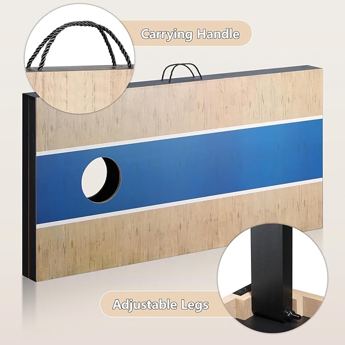 Cornhole Sets 4 x 2 ft / 3 x 2 ft with 8 Bean Bags Regulation Size, Corn Hole Games for Adults