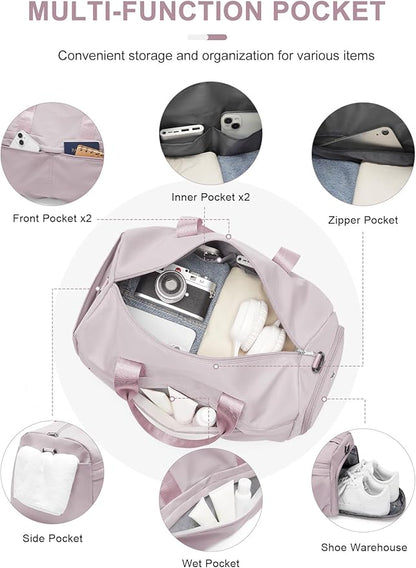 Gym Bag for Women Duffle Bag with Shoe Compartment Yoga Mat Bag Sports Workout Bag Weekend