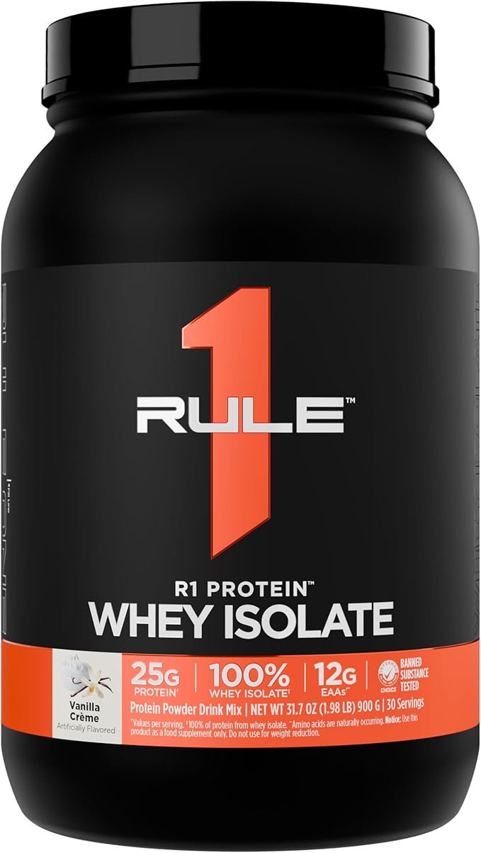 Rule 1 R1 Protein Whey Isolate - with 25g Protein & 6g BCAA Exclusively from Isolated & Hydrolyzed