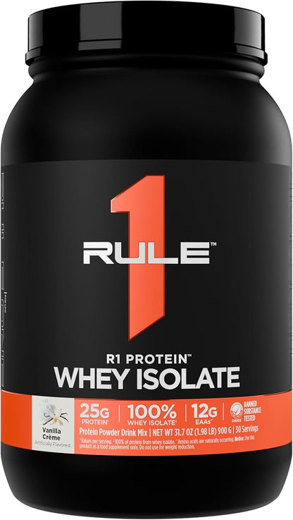 Rule 1 R1 Protein Whey Isolate - with 25g Protein & 6g BCAA Exclusively from Isolated & Hydrolyzed