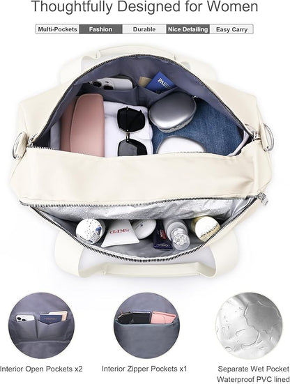 Gym Bag for Women and Men with Shoe Compartment & Wet Pocket - Duffle Bag for Travel Sports Fitness
